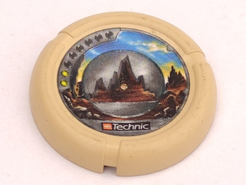 32171pb043 - Throwing Disk with Throwbot Granite / Slizer Rock 2 Pips, LEGO Technic Logo, and Rock Silhouette Emblem Pattern