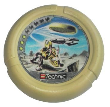 32171pb044 - Throwing Disk with Throwbot Granite / Slizer Rock 3 Pips, LEGO Technic Logo, and Robot Throwing Disk Pattern