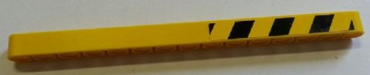 32278pb015L - Technic, Liftarm Thick 1 x 15 with Black and Yellow Danger Stripes Pattern Model Left Side (Sticker) - Set 8258