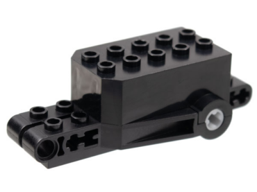 32283c02 - Pullback Motor 9 x 4 x 2 1/3 with Black Base, White Axle Holes, Studs on Front Top Surface
