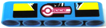 32316pb041 - Technic, Liftarm Thick 1 x 5 with 'RACE', Yellow and Black Stripes Pattern (Sticker) - Set 42095
