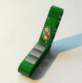 32348pb003R - Technic, Liftarm, Modified Bent Thick 1 x 7 (4 - 4) with Tread Plate and Gauges and Buttons Pattern (Stickers) - Set 8236