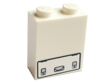 3245bpb15 - Brick 1 x 2 x 2 with Inside Axle Holder with Service Door with Handle Pattern (Sticker) - Set 7743
