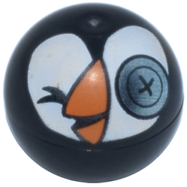 32474pb018 - Technic Ball Joint with Closed Eye, Metallic Light Blue Button Eye, and Orange Beak on White Background Pattern (Frozen Sir Jorgenbjorgen Head)