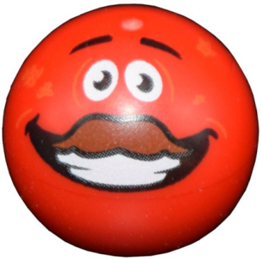 32474pb034 - Technic Ball Joint with Black Eyebrows, Open Smile with Teeth, Reddish Brown Moustache, White Eyes Pattern (Tomatohead)