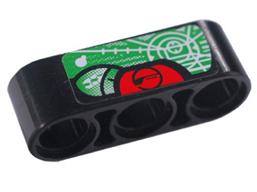 32523pb07 - Technic, Liftarm Thick 1 x 3 with Green Display Screen Pattern (Sticker) - Set 8354-1