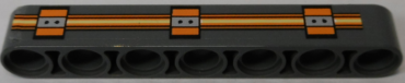 32524pb037 - Technic, Liftarm Thick 1 x 7 with Orange Lines and Silver Machinery Pattern (Sticker) - Set 70317