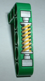 32526pb001 - Technic, Liftarm, Modified Bent Thick L-Shape 3 x 5 with Shock Absorber Pattern (Sticker) - Set 8241