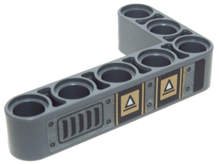 32526pb008L - Technic, Liftarm, Modified Bent Thick L-Shape 3 x 5 with White Triangles and Vent Grille Pattern Model Left Side (Sticker) - Set 70227