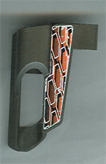 32528pb06 - Technic, Panel Fairing # 6 Small Short, Large Hole, Side B with White, Black, and Orange Hexagons Pattern (Sticker) - Set 8471