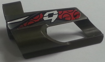 32528pb08 - Technic, Panel Fairing # 6 Small Short, Large Hole, Side B with Silver Number 9, Red and Black Pattern (Sticker) - Set 8354