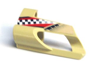32528pb10 - Technic, Panel Fairing # 6 Small Short, Large Hole, Side B with Red Stripes, Black and White Checkered Pattern (Sticker) - Set 8371