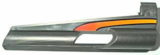 32534pb03 - Technic, Panel Fairing # 7 Small Long, Large Hole, Side A with Red to Orange Fade Curve Pattern (Sticker) - Set 8473