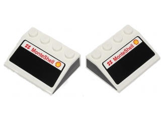 3297pb033 - Slope 33 3 x 4 with Front and Side Car Windows, Shell Logo and 'MonteShell' Pattern (Stickers) - Set 30192