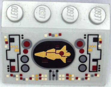 3297pb035 - Slope 33 3 x 4 with Control Panel with Gold Spaceship Pattern (Sticker) - Set 8039