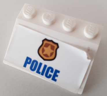 3297pb052 - Slope 33 3 x 4 with Gold Badge and Blue 'POLICE' Pattern (Sticker) - Set 60140
