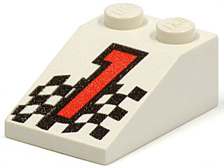3298pb003 - Slope 33 3 x 2 with Red Number 1 and Checkered Flag Pattern
