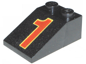 3298pb006 - Slope 33 3 x 2 with Red Number 1 and Yellow Trim Pattern