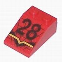 3298pb021 - Slope 33 3 x 2 with Black 28 & Black and Yellow Stripes Pattern