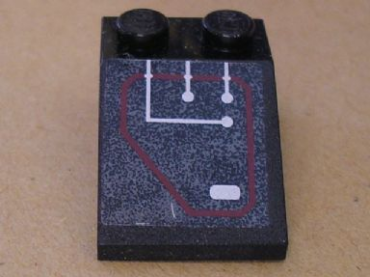 3298pb037 - Slope 33 3 x 2 with Siver Circuitry 2 Liness Straight, 1 Line Bent in Red Outline Pattern (Sticker) - Set 7702