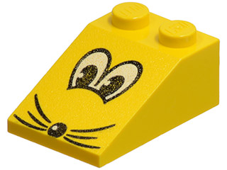 3298px11 - Slope 33 3 x 2 with Black and White Eyes, Nose, and Whiskers Pattern