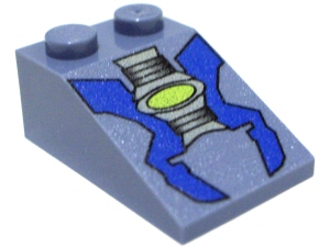 3298px5 - Slope 33 3 x 2 with Blue and Light Gray Machinery Parts with Neon Green Oval Pattern