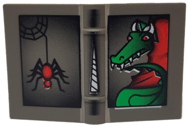 33009px4 - Minifigure, Utensil Book 2 x 3 with Dragon and Spider Pattern