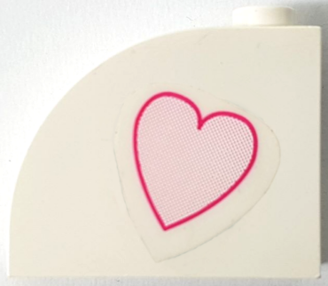 33243pb15a - Slope, Curved 3 x 1 x 2 with Hollow Stud with Dark Pink Heart Pattern Side A (Sticker) - Set 7578