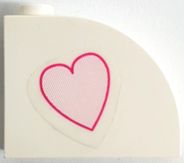 33243pb15b - Slope, Curved 3 x 1 x 2 with Hollow Stud with Dark Pink Heart Pattern Side B (Sticker) - Set 7578