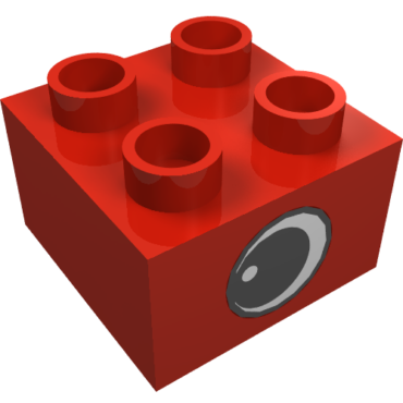 3437pe1 - Duplo, Brick 2 x 2 with Black and White Eye with Spot Pattern on Opposite Sides