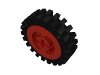 3482c01 - Wheel with Split Axle Hole with Black Tire 24mm D. x 8mm Offset Tread - Interior Ridges (3482 / 3483)