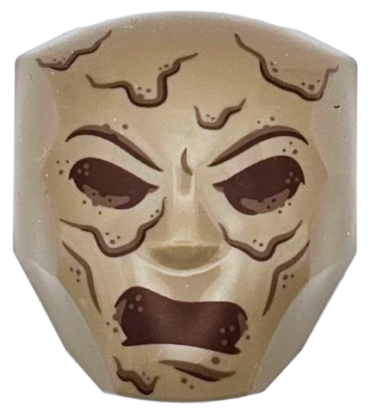 3524pb04 - Large Figure Face with Brow and Nose Detail, 2 x 2 Round Brick Attachment with Reddish Brown Eyes, Open Mouth and Lines Pattern (Sandman)