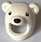 3557pb01 - Minifigure, Headgear Head Cover, Costume Polar Bear with Black Eyes and Nose Pattern