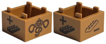 35700pb08 - Container, Box 2 x 2 x 1 - Top Opening with Flat Inner Bottom with HP Game Spinner / Dreidel Actions with Dark Mark, Plus and Minus Signs, and Plates Pattern