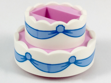 35860pb01 - Cake, Double Layer with White Icing and Bright Light Blue Ribbons Pattern
