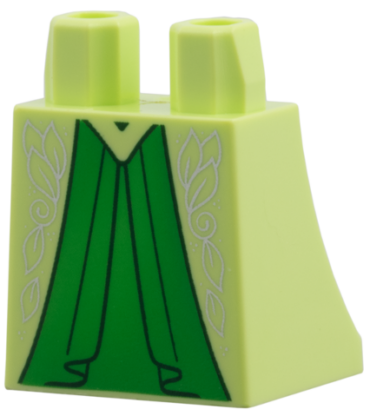 36036pb106 - Lower Body, Skirt with Bright Green Ruffles, Silver Leaf Filigree Pattern