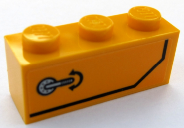 3622pb108R - Brick 1 x 3 with Door Handle and Black Stripe Pattern Model Right Side (Sticker) - Set 60159