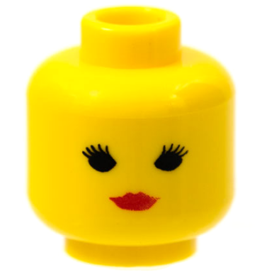 3626p02 - Minifigure, Head Female with Black Eyes with Thin Eyelashes, Red Lips, Closed Mouth (Standard Woman) Pattern
