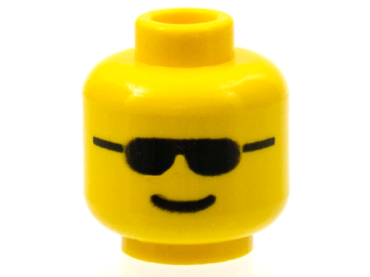 3626p04 - Minifigure, Head Glasses with Black Sunglasses and Standard Grin Pattern