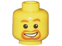 3626pb0023 - Minifigure, Head Dark Orange Eyebrows, Moustache, and Goatee, Lopsided Open Mouth Smile with Teeth Pattern