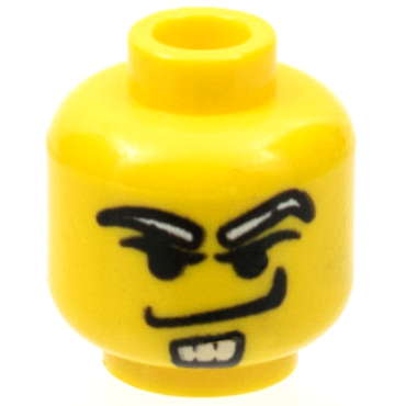 3626pb0046 - Minifigure, Head White Long Eyebrows and Soul Patch, Upper Eyelids, Smirk Pattern