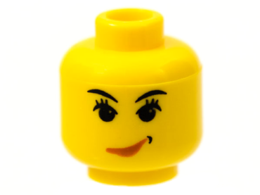 3626pb0051 - Minifigure, Head Female with Pink Lips Smirk, Furrowed Eyes Pattern (Sky)
