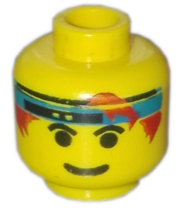 3626pb0100 - Minifigure, Head Male Headband Blue with Eyebrows Pattern