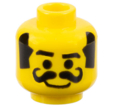 3626pb0118 - Minifigure, Head Moustache Curly Thick, Thick Sideburns, Smile Pattern
