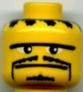 3626pb0162 - Minifigure, Head Moustache Thin, Small Goatee, Straight Unibrow Pattern