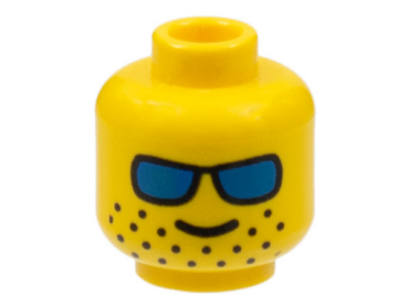 3626pb0176 - Minifigure, Head Glasses with Blue Sunglasses and Wide-Spaced Stubble Pattern