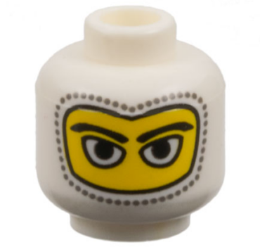 3626pb0187 - Minifigure, Head Balaclava with Eyes Hole Stitching Trim, Large Eye Whites Pattern