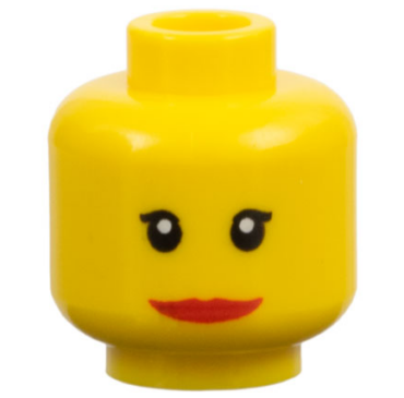 3626pb0190 - Minifigure, Head Female with Red Lips, Wide Smile, Small Eyelashes Pattern