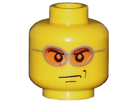 3626pb0212 - Minifigure, Head Glasses with Orange Sunglasses and Smirk Pattern