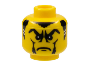 3626pb0219 - Minifigure, Head Male Sideburns with White Stripes, Frown and Facial Hair, White Pupils Pattern (Vladek)